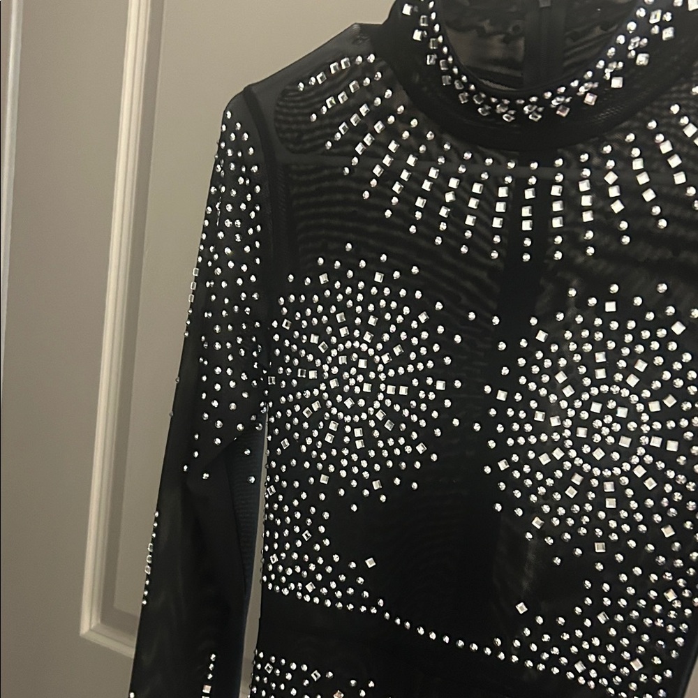 Elegant Black Studded Jumpsuit - Picture 2 of 6